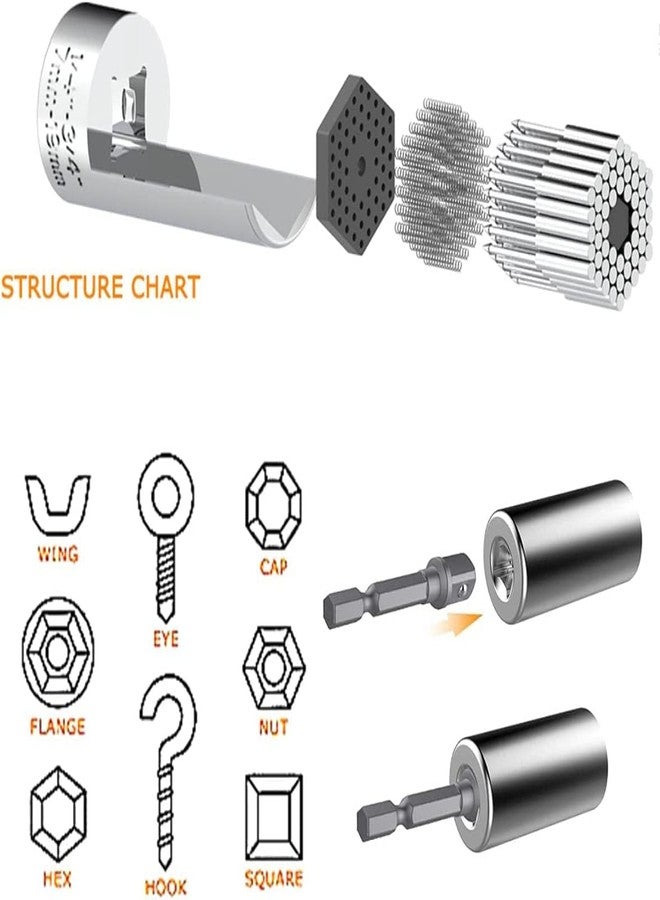 KBZONE Wrench Tool Kit, Universal Torque Wrench Head Set Socket Sleeve 7-19mm Power Drill Ratchet Bushing Spanner Key Magic Grip Multi Hand Tools - Image 3
